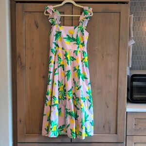 J Crew Lemon Print Midi Dress